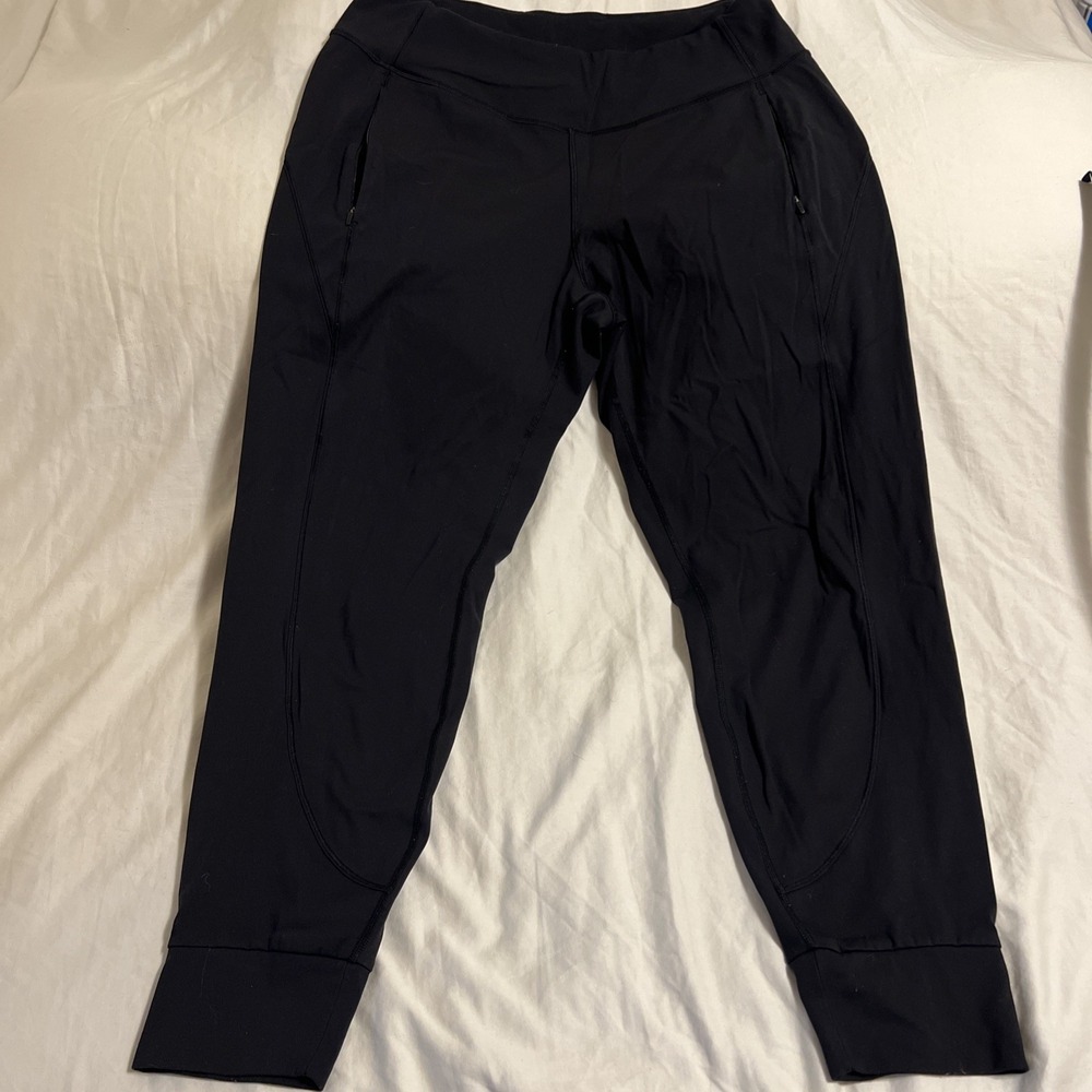Athleta Distance Jogger Black Zipper Pockets Tapered Leg Pants Womens Medium